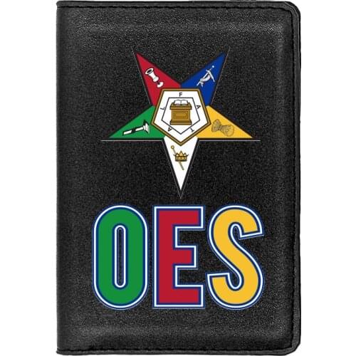 OES Masonic Star Passport Case Personality Leather Men Women Travel ID Credit Card Holder Cover