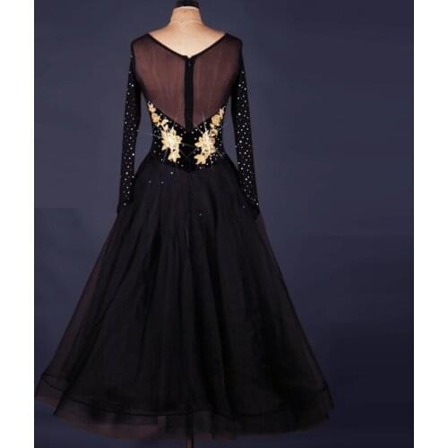 Customize black Perspective rhinestones ballroom dance dresses woman waltz dress Standard ballroom dancing clothes Social dance