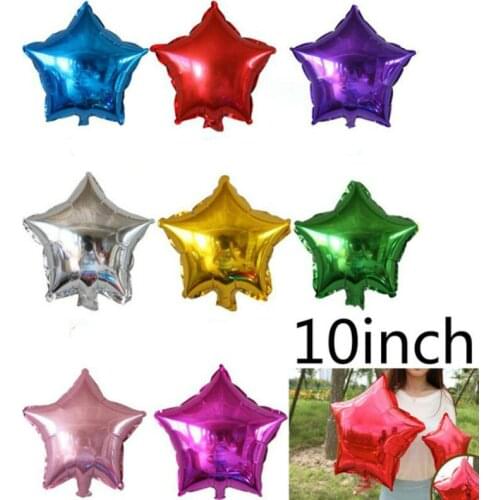 10pcs 10inch Foil Helium Balloon Star/Heart Shape Balloons Birthday/New Year/Party Wedding Decoration Balloon Christmas Gift 8z
