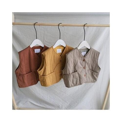 Baby Kids Cotton Vest Boys Girls Autumn Spring Single-breasted Waistcoat baby Boy Girl Jackets Outerwear Children Clothing 2-6 Y