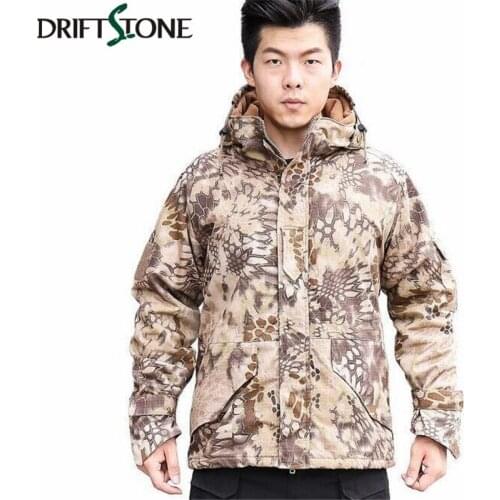 New Winter Mens Camouflage Military Cotton Jacket Thermal Trench with Hood Casual Wadded Jacket Fleece Lining Military Coat