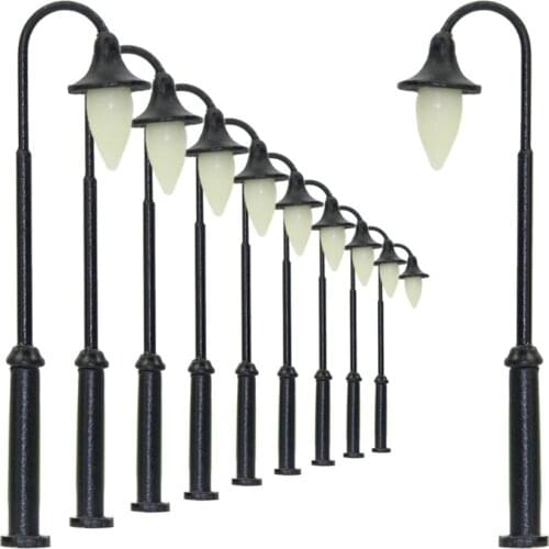 LYM35 10pcs Model Railway Lamppost Single Head Model Lamp Street Lights HO OO TT Scale LEDs NEW Building Miniature