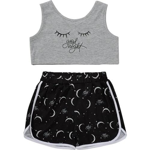 Summer Baby Two Piece Outfit Set Sleeveless Letter Print Tank Top+Shorts Kids Girls Clothing Set for Children Girls