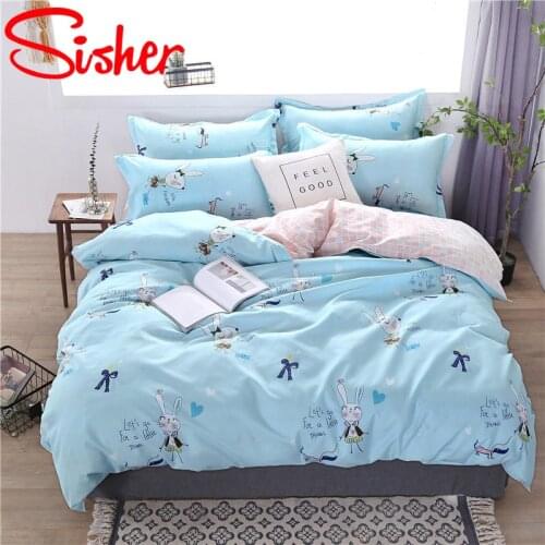 Cartoon Cute Bedding Set Brief Animal Printed Duvet Cover Set Single Double Queen King Bed Linen Modern Bedclothes Sheet 220x240