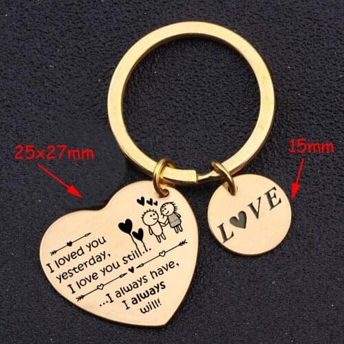 Fashion Couple Gift Heart Keychain Carving: I Loved You Yesterday, I Love You Still... I Always Have, I Always Will ! Love You