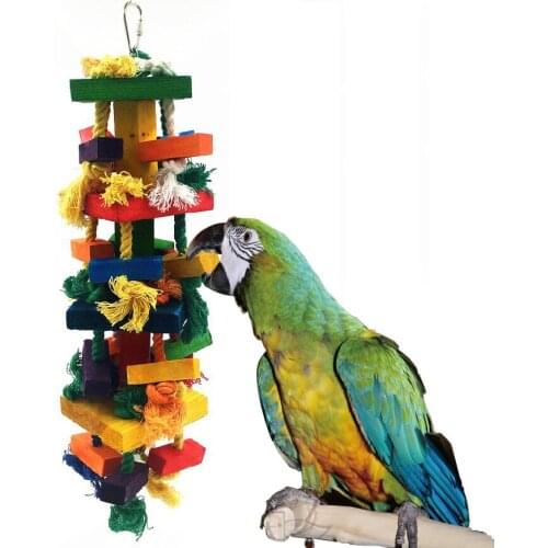 Fashion Colorful Birds Parrot Chew Toys Wooden Swing Climbing Training the ladder 45cm Bird Cage Accessories