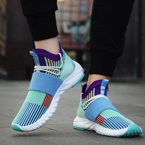 2020 New Autumn Winter Outdoor High Top High Quality Sneakers Breathable Mesh Men Shoes Fashion Hook&loop Male Footwear