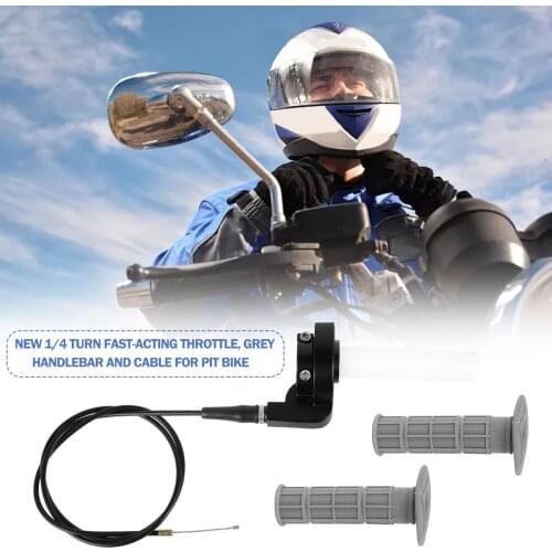 1/4 Turn Quick Action Throttle Twist Cable Set Non-slip Handle Rubber Sleeve 22mm Throttle Grips Kit for Pit Bike Motorcycle