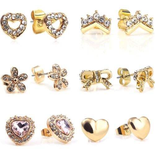 BAOPON NEW Bee & Lion Crystal Zircon Stud Earrings For Women Fine Earrings Jewelry Party Gift Hot Sale Dropshipping