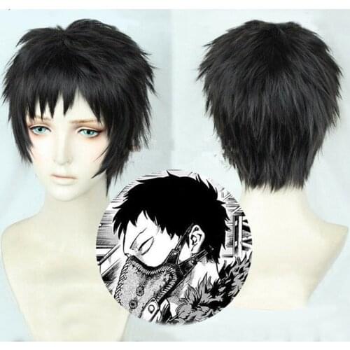New My Hero Academia Overhaul Kai Chisaki Short Black Brown and Reddish Brown Heat Resistant Hair Cosplay Costume Wig + Wig Cap