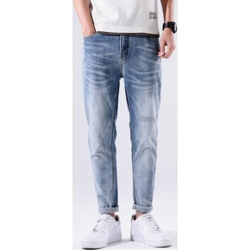 Skinny Fit Jeans Men Stretch Light Blue Dark Blue Pencil Pants Denim Casual Trousers for Man Slim Fit Jeans Pantalon Homme