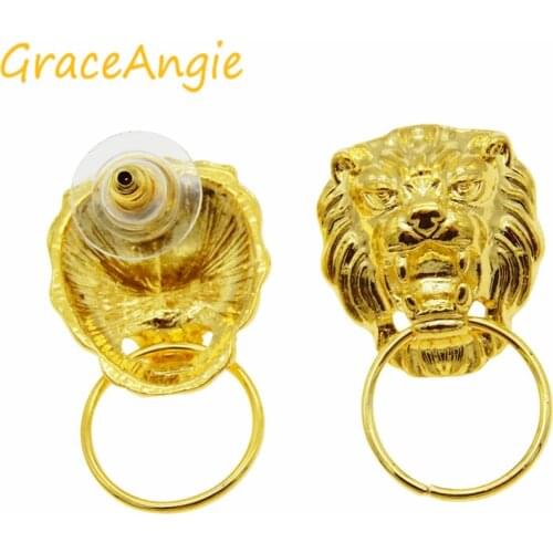 Whosesale Matte Gold Tone Alloy Lion Head Earring Stub Connector Finding Hot Sale14PCS 35656