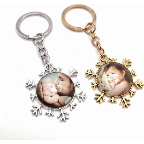 Personalized picture Custom Keychain Personalized Keychain Snowflake Charm Family Members Memorial Key Chain