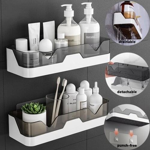 Plastic Drain Holder Shampoo Storage Shower Gel Organizer Rack Kitchen Bathroom Storage Holder Punch free Detachable Holder