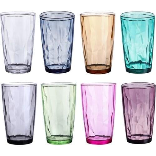 Durable Acrylic Colorful Diamond Drinking Glasses Drink Juice Cup Hotel Restaurant Drink Cup Wine Glasses Kitchen Dining Tools