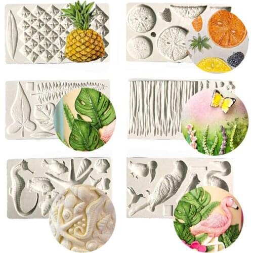 Shells, fruits, flamingos, turtleback leaves Decorating Silicone mold fondant mold cake decorating tools chocolate gumpaste mold