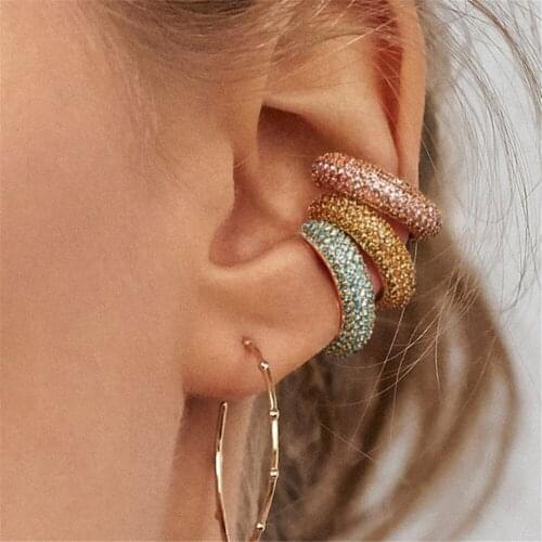 2020 New Fashion Pearl Ear Cuff Bohemia Stackable C Shaped CZ Rhinestone Small Earcuffs Clip Earrings for Women Wedding Jewelry