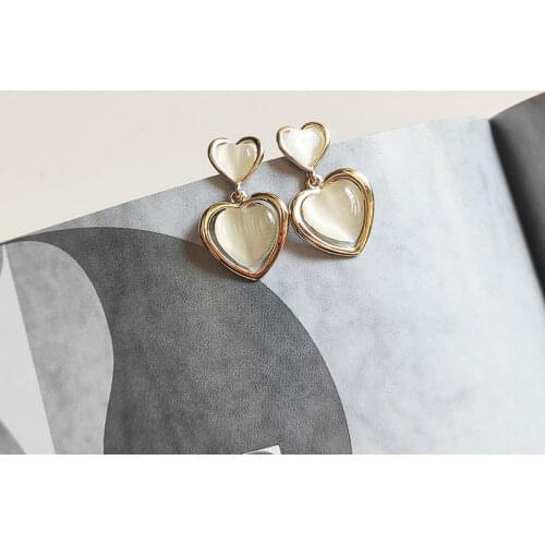 Cute Korean Earrings Double Heart Drop Dangle Earrings for Women Fashion Jewelry 2021 New Gifts Minimalist Earrings