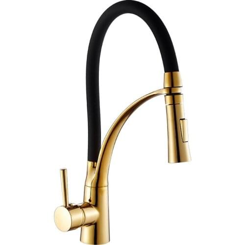 Kitchen Faucets with Rubber Design Chrome Mixer Faucet for Kitchen Single Handle Pull Down Deck Mounted Crane for Sinks