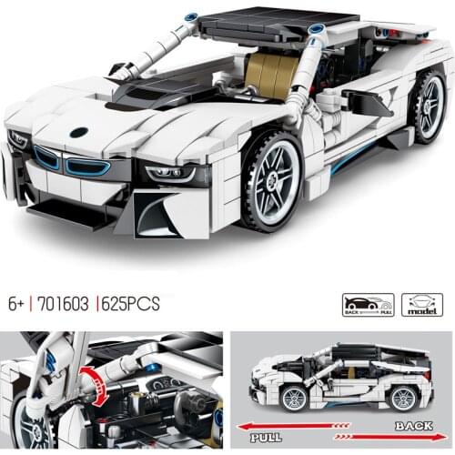 Technical germany brand sport car BM i8 building block assembly bricks model pull back vehicle toys collection for boys gifts