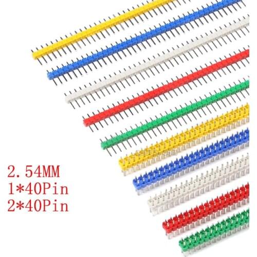 10Pcs 1*40P 2*40P Male Breakable Pin Header Strip 2.54mm Straight Pin Header Strip Connector for PCB Board DIY Soldering