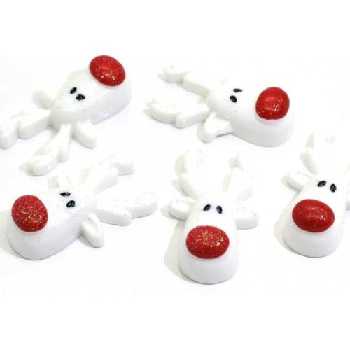 100/50pcsChristmas White Reindeer Resin Flatback Cabochon For Art Supply Decoration Charm Craft