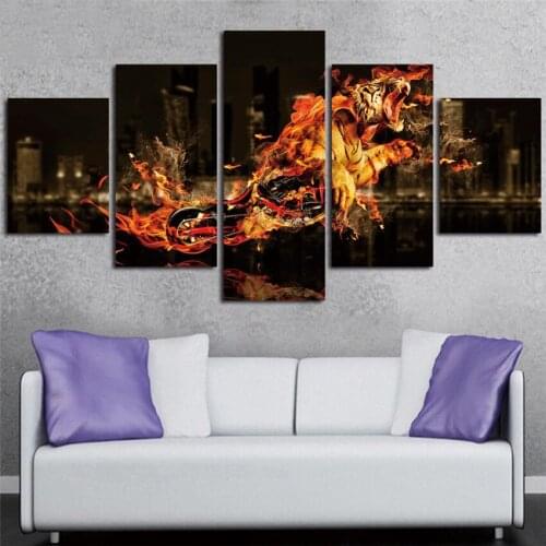 2017 Tableau Peinture Sur Toile Unframe Tiger Motorcycle Canvas Painting Wall Art Poster Abstract Wall Pictures For Home Decor