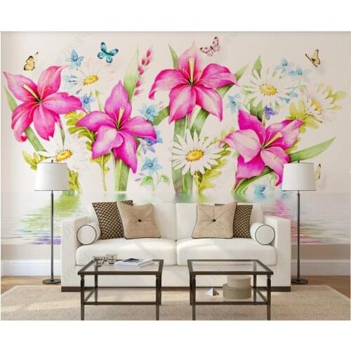 3d photo wallpaper custom mural Hand painted rose flower butterfly landscape decor in the living room wallpaper for walls 3 d