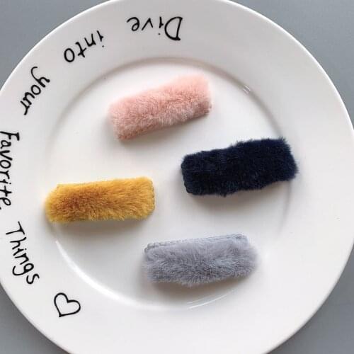 8/10/12pcs/set Pure Color Plush Snap Hair Clips for Girls Toddlers Barrettes Hairgrips Hairpins Kids Hair Accessories Headdress