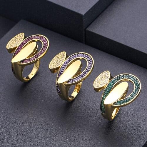 Accking new arrive African Dubai Wide Full Prong CZ Rings For Women Superstar Party Show Jewelry