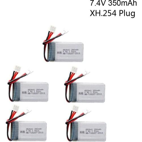 5pcs 7.4V 350mAh battery for MJX X401H X402 JXD 515 515W 515V Battery 452540 RC Mini FPV Drone Quadcopter Helicopters