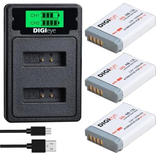 1250mAh NB-13L NB 13L Battery+LED Dual Charger for Canon G7 X Mark II,G7 X Mark III,G7X,PM165,G5 X,G5X,G9 X,G9X,SX620,SX720 HS