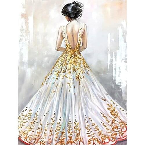 5D DIY Diamond Painting Weddin Dress Pretty Girl Full Drill Cross Diamond Embroidery Mosaic Home Decorative Handmade Gfit