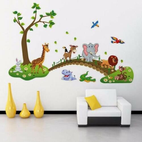 AU New Cartoon Animals Removable Wall Decal Stickers Baby Nursery Room Decor CL