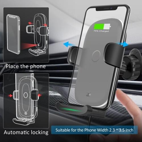 ATOTO Car Qi Wireless Phone Charger Intelligent Infrared Fast Charging for iPhoneX Samsung Stand Air Vent Mount Car Phone Holder