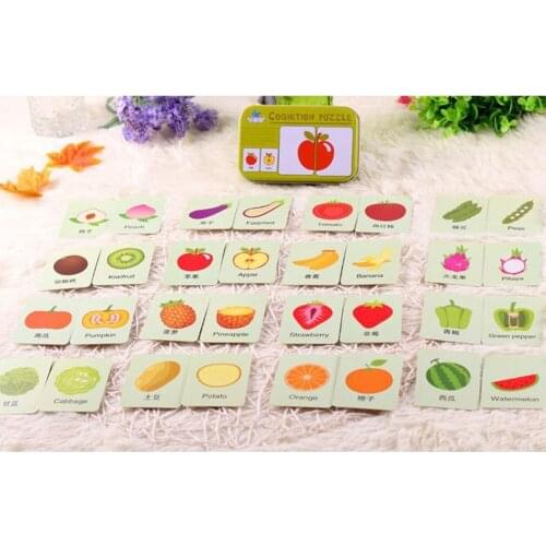 Baby montessori Learning Cognitive Card With Iron Box Kids English Word Pocket Learn Tool Educativos Tools Table Game Puzzle