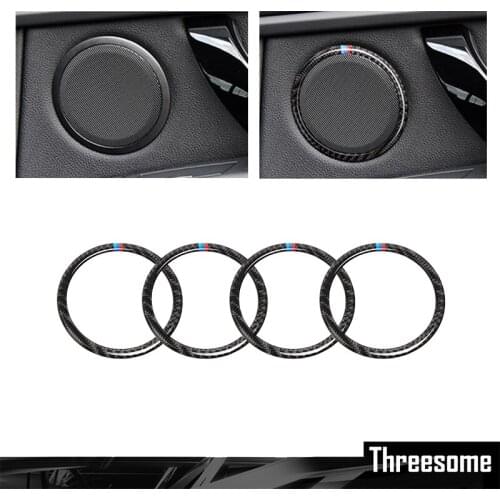 SRXTZM For BMW F30 320i 325i F34 3GT 3 Series 4pcs Car Styling Carbon Fiber Car Door Loudspeaker Ring Interior Trim Sticker