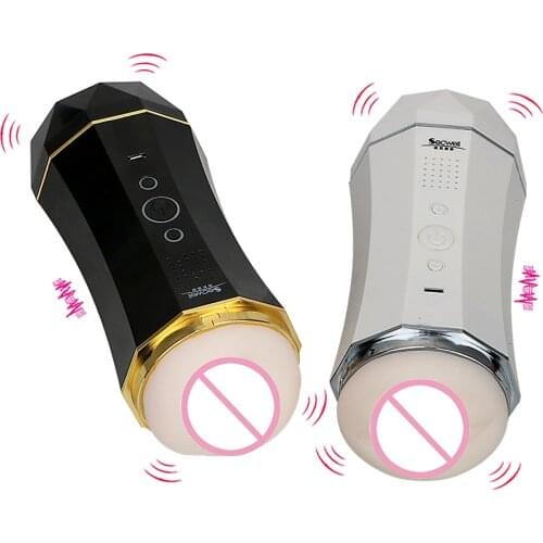 IKOKY Dual Hole Vibration Sucking Oral Sex Real Pussy Artificial Vagina Male Masturbation Cup Vibrator Sex Toys for Man