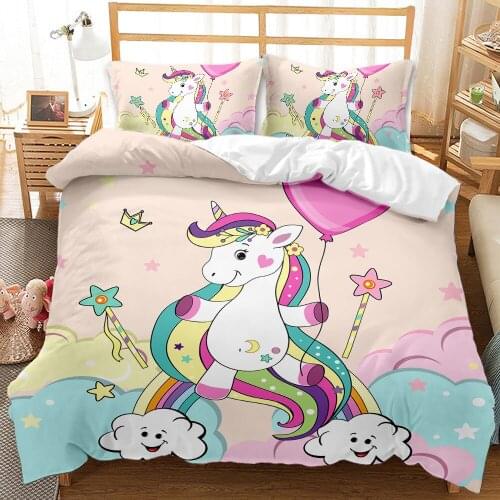 Elegant Unicorn Bedding Set For Boys And Girls Bedroom Decoration Duvet Cover Pillowcase Twin Full Queen King Size Bedlinen