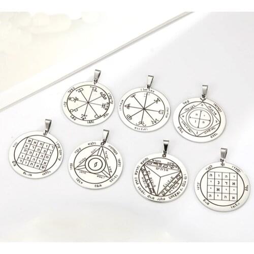 EUEAVAN 10pcs DIY Accessories Solomon Pentacle of Saturn Attracting Money Business Talisman Pendant for Necklace Stainless Steel