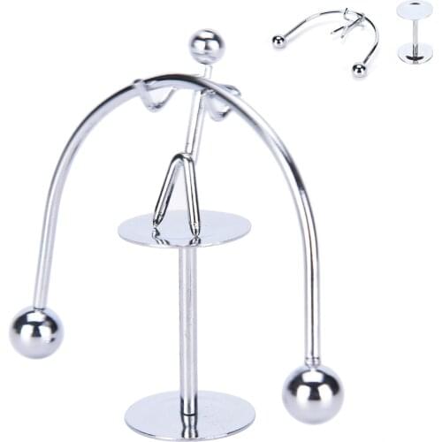 Stainless Steel Weightlifter Mold Desk Decor Metal Craft Perpetual Balance Art Education Kinetic Motion Toy Figurines