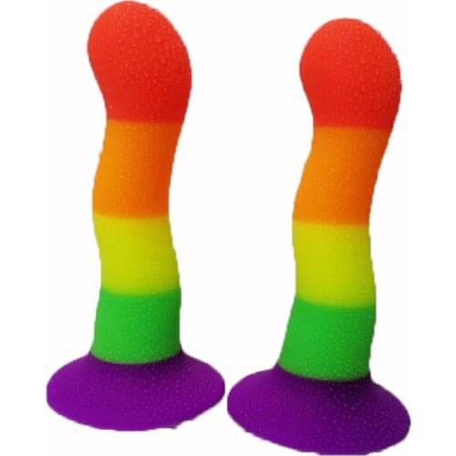 Simulated Silica Gel Adult Products Fake Penis with Rainbow Heterotype Female Comfort Device Anal Dildo Vibrator Strapless Dildo