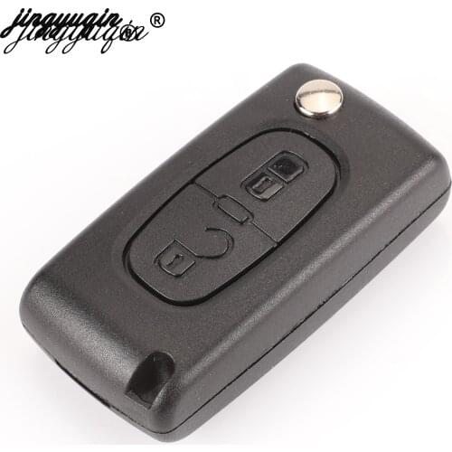 Jingyuqin 10pcs/lot Replacement 2 Button Remote Flip Folding Key Fob Case Shell Blade For Citroen C2 C3 C4 C6 Car Key shell