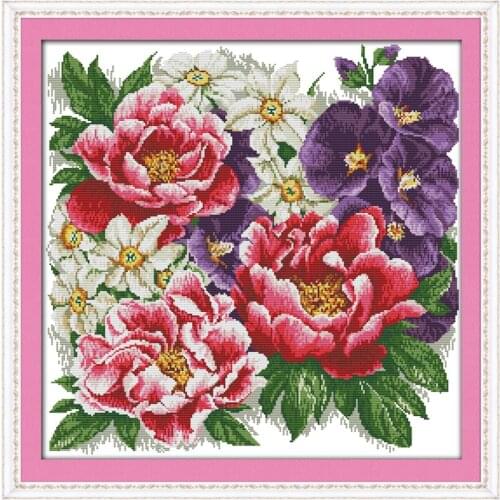 Joy Sunday A Bunch of Vigorous Flowers Pattern Counted DMC 14CT 11CT Printed on Canvas Cross Stitch kits Embroidery Needlework