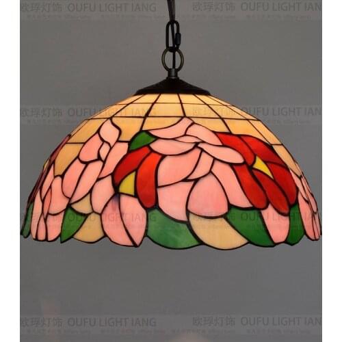 40cm Lobby Porch Aisle Balcony Kitchen Chandelier American Pastoral Creative Vintage Art Glass Begonia Bedroom Restaurant Light