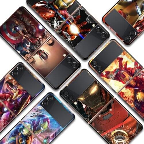 Iron Man Cool Marvel Shockproof Cover for Samsung Galaxy Z Flip Flip3 5G Black Phone Case Shell Hard Fundas Coque Capa