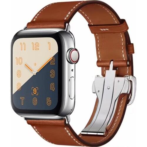 Single Tour Deployment Buckle Leather Loop For Apple Watch se 6 5 4 band strap for iwatch 38mm 42mm 40mm 44mm Series 3 2 1