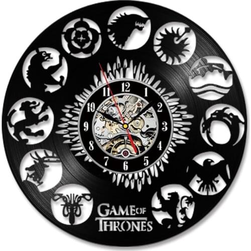 Thrones Vinyl Record Wall Clock Theme DIY Removable Art Watch Clock Black Duvar Saati Home Decorative Room Decor