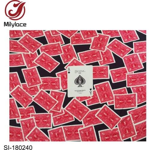 New Fashion Printing Poker Silk Fabric 5 yards Soft Smooth Polyester Silk Touch Fabric with digital prints for clothing SI