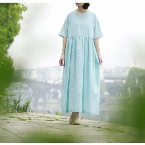 Y799 Solid Color Cotton Back Chalaza High Waist Pendulum Dress Easy Will Code Robe h190417